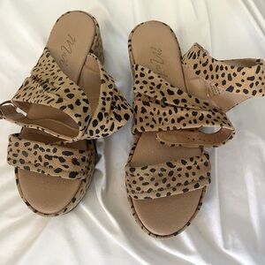 Matisse Platform ankle wrap leopard print sandals